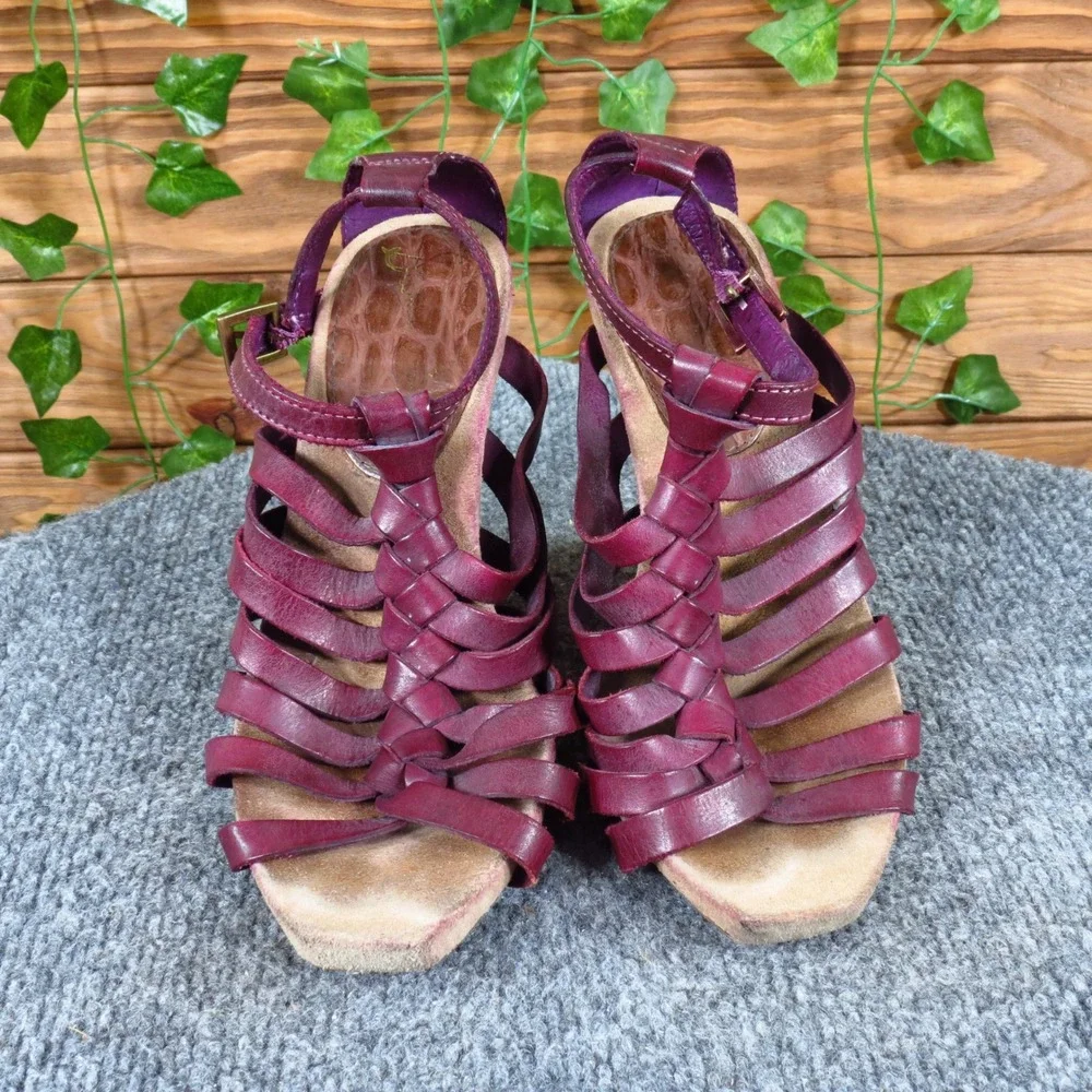 Sam Edelman Saville Womens Heel Sandals Size 7 Plum Leather Strappy Dress‎